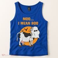 Ghost Cow Moo I Mean Boo Gift Tank Top thumb 2
