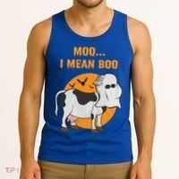 Ghost Cow Moo I Mean Boo Gift Tank Top thumb 3