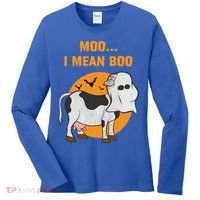 Ghost Cow Moo I Mean Boo Gift Women's Long Sleeve Shirt thumb 0