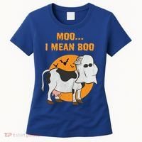 Ghost Cow Moo I Mean Boo Gift Women's T-Shirt thumb 0