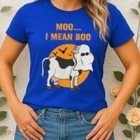 Ghost Cow Moo I Mean Boo Gift Women's T-Shirt thumb 2