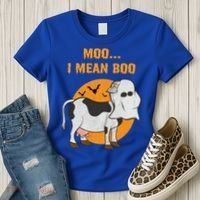 Ghost Cow Moo I Mean Boo Gift Women's T-Shirt thumb 3