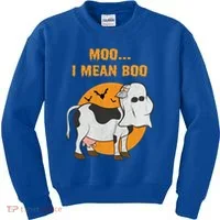 Ghost Cow Moo I Mean Boo Gift Kids Sweatshirt thumb 0