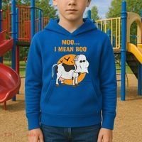 Ghost Cow Moo I Mean Boo Gift Kids Hoodie thumb 2