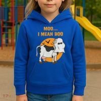 Ghost Cow Moo I Mean Boo Gift Kids Hoodie thumb 3
