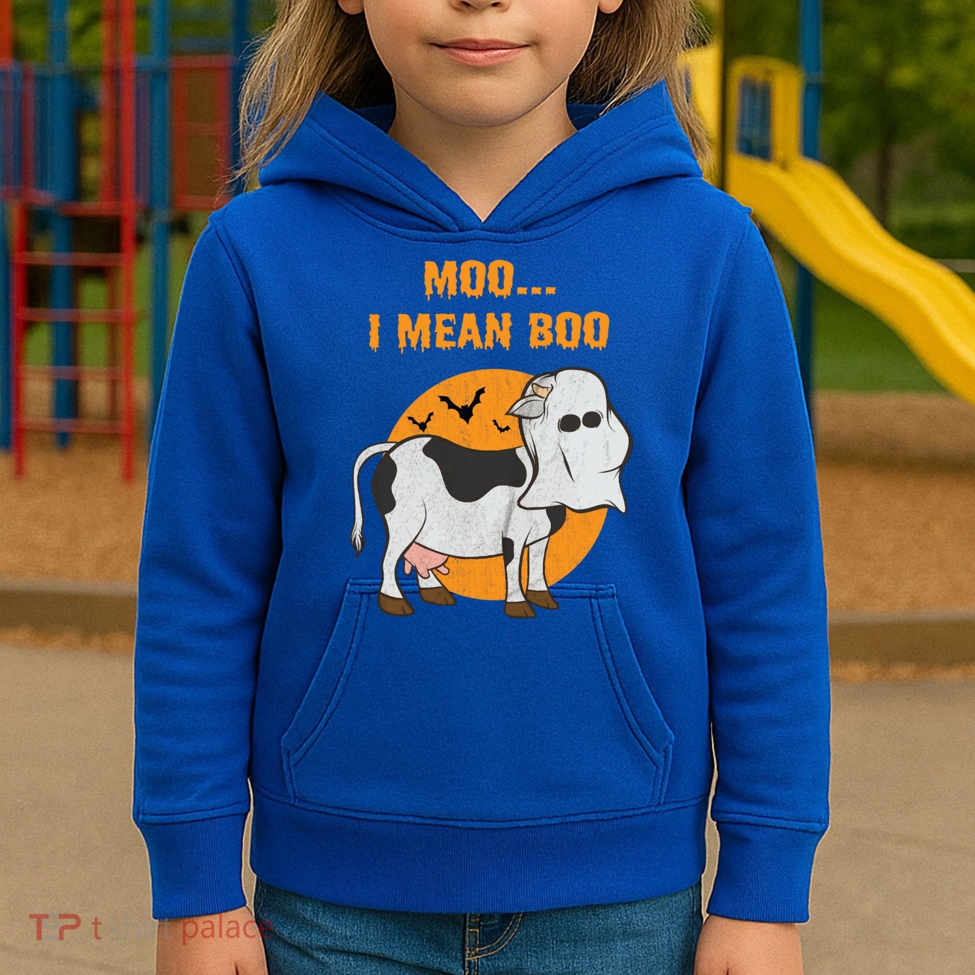 Ghost Cow Moo I Mean Boo Gift Kids Hoodie