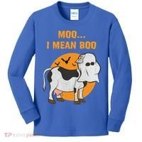 Ghost Cow Moo I Mean Boo Gift Kids Long Sleeve Shirt thumb 0
