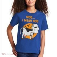 Ghost Cow Moo I Mean Boo Gift Kids T-Shirt thumb 2