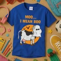 Ghost Cow Moo I Mean Boo Gift Kids T-Shirt thumb 3