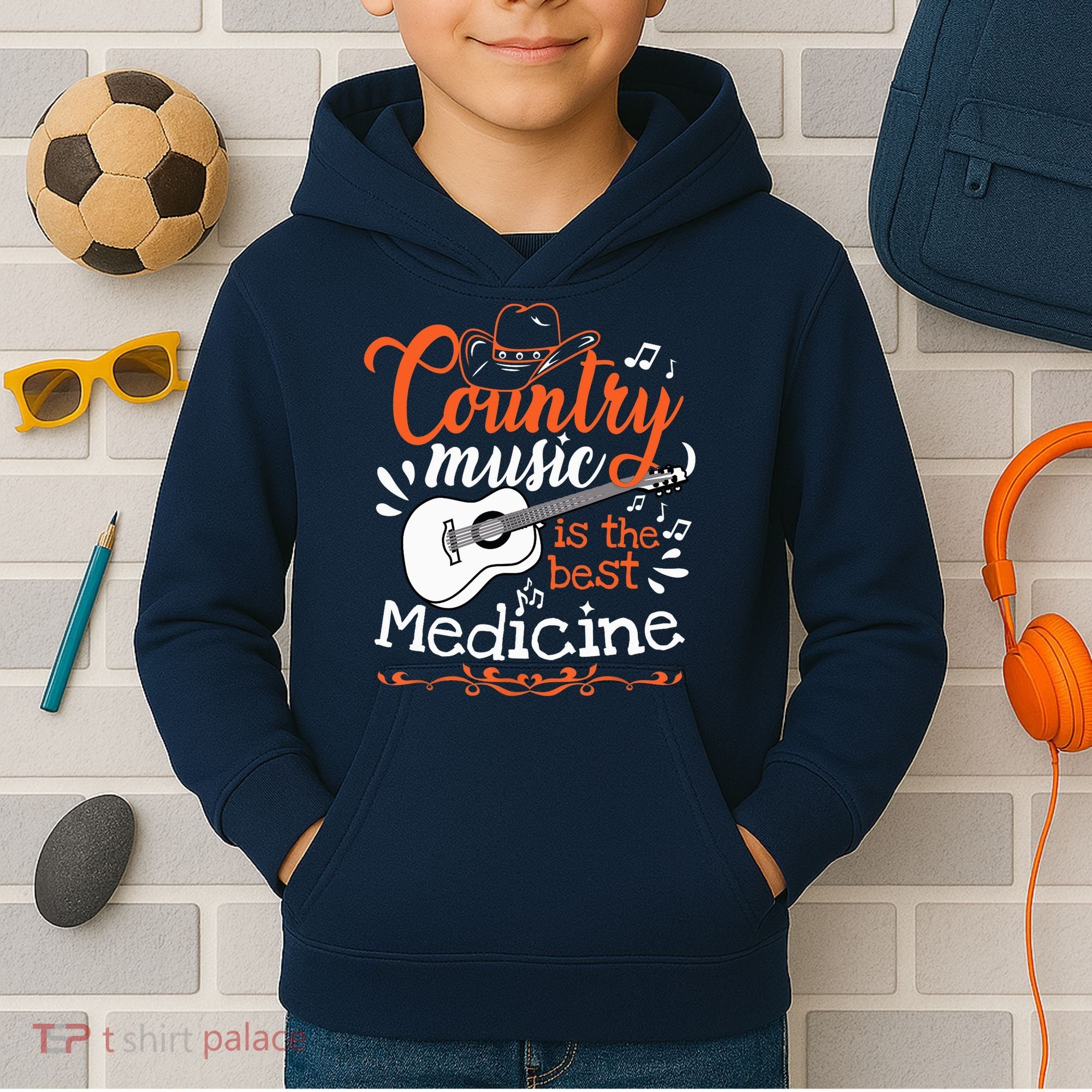 Guitar Country Music Lover Kids Hoodie