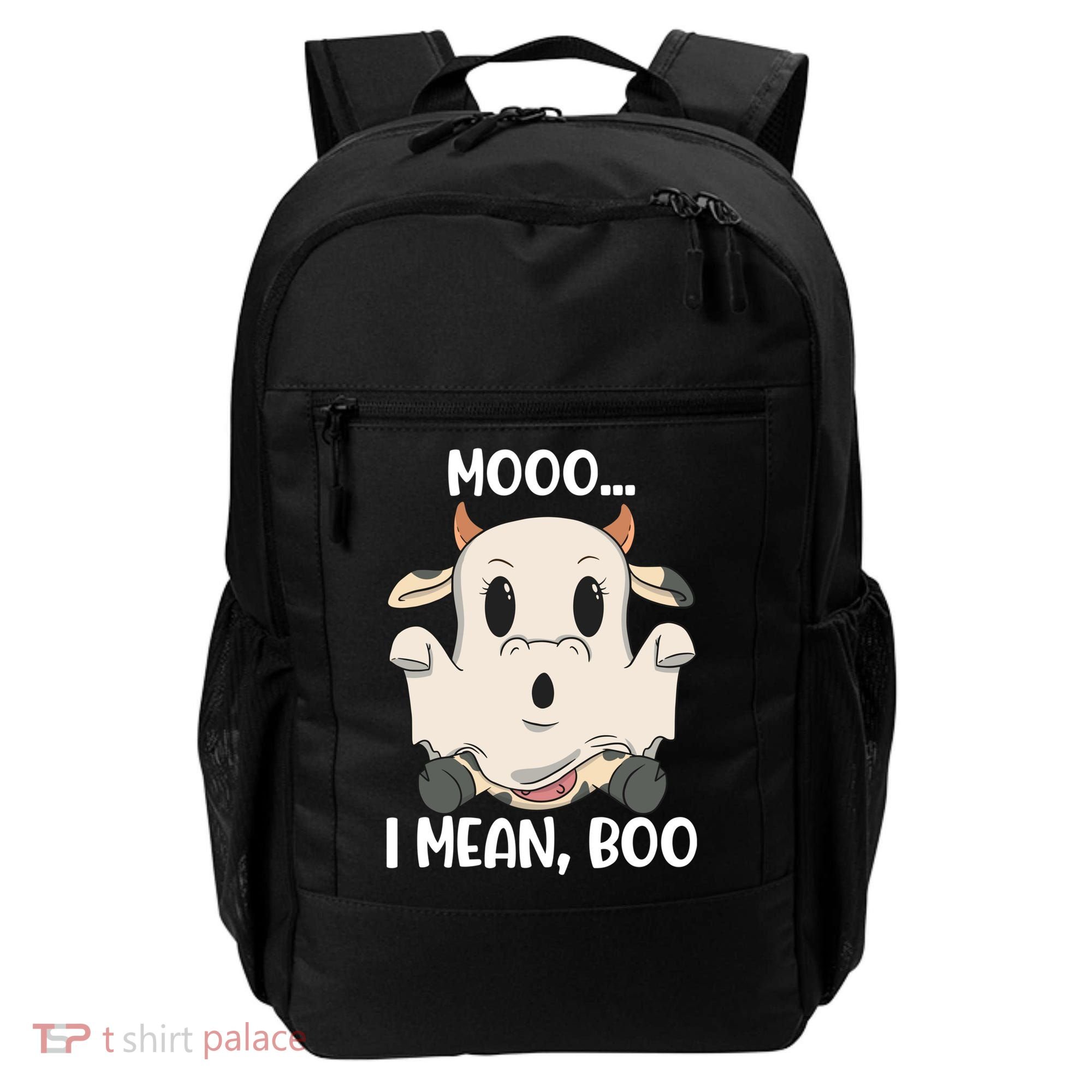 Ghost Cow Moo I Mean Boo Costume Halloween Gift Backpack