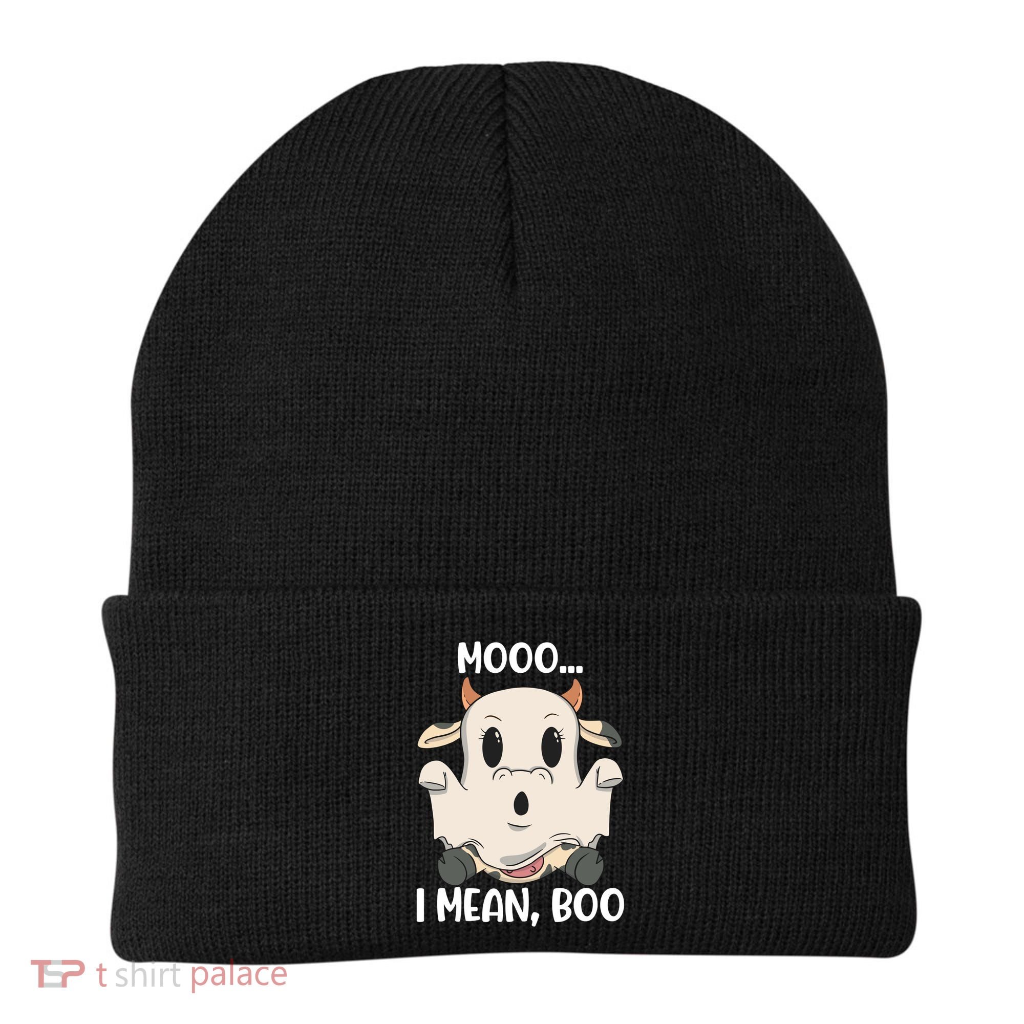 Ghost Cow Moo I Mean Boo Costume Halloween Gift Beanie