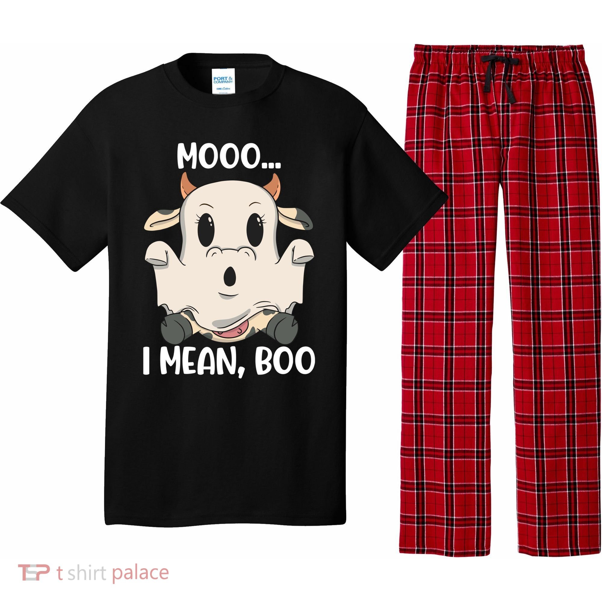 Ghost Cow Moo I Mean Boo Costume Halloween Gift Pajama Set