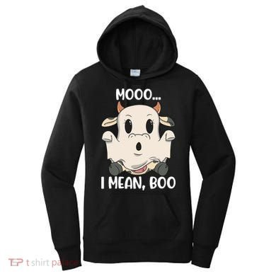 Ghost Cow Moo I Mean Boo Costume Halloween Gift Women's Hoodie