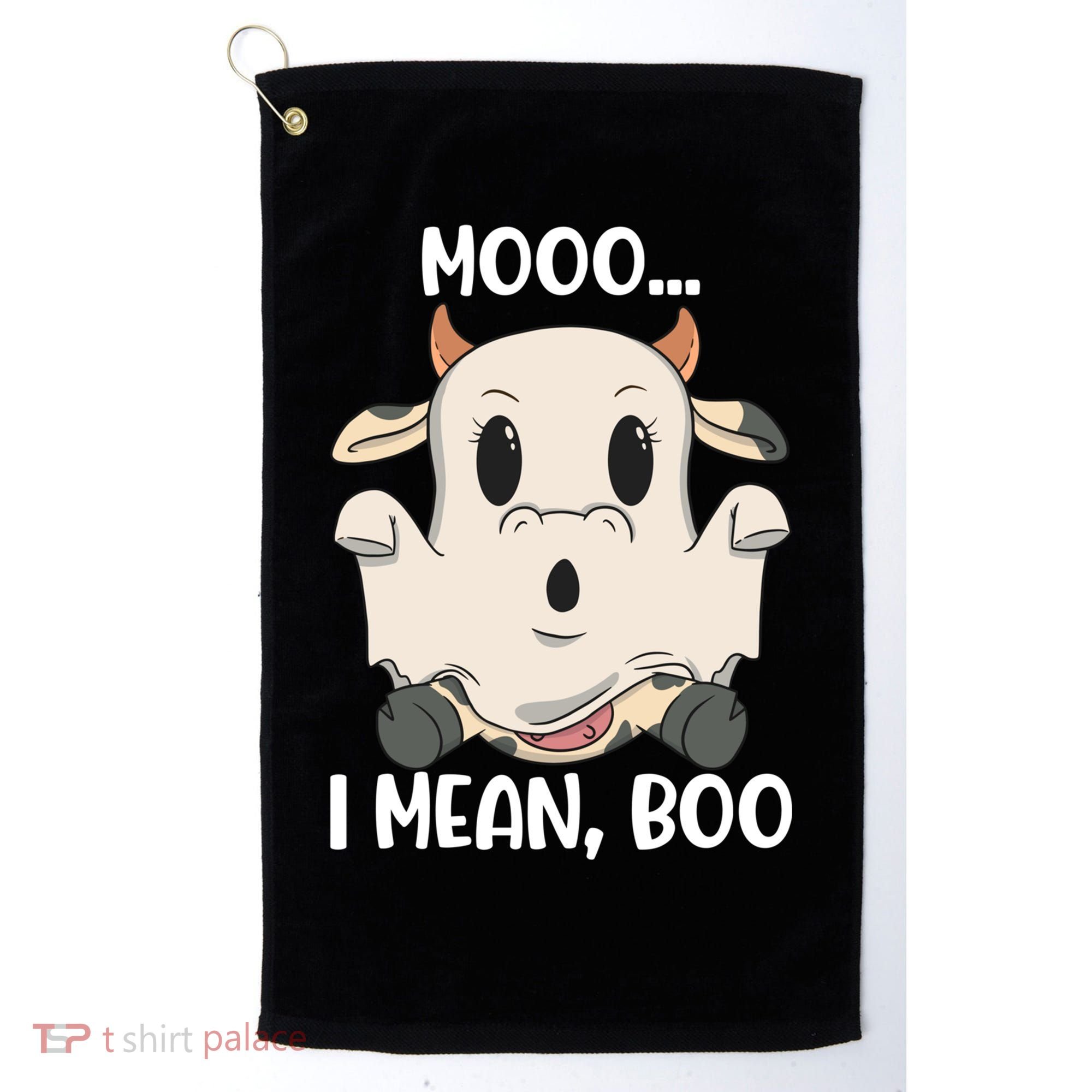 Ghost Cow Moo I Mean Boo Costume Halloween Gift Golf Towel
