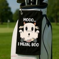 Ghost Cow Moo I Mean Boo Costume Halloween Gift Golf Towel thumb 2