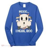 Ghost Cow Moo I Mean Boo Costume Halloween Gift Long Sleeve Shirt thumb 0