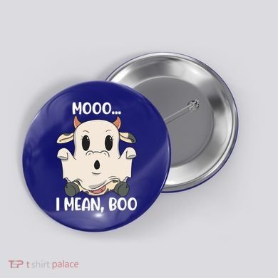 Ghost Cow Moo I Mean Boo Costume Halloween Gift Button