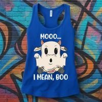 Ghost Cow Moo I Mean Boo Costume Halloween Gift Women's Tank Top thumb 3