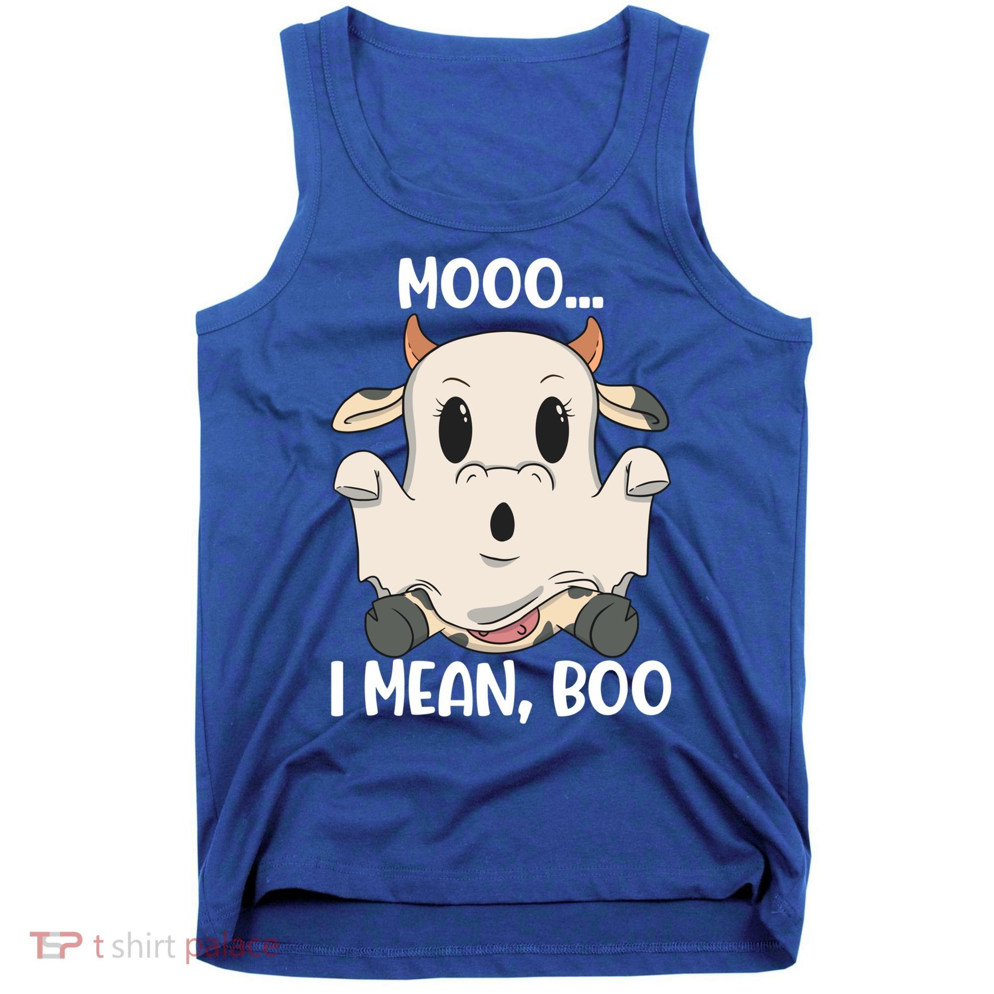 Ghost Cow Moo I Mean Boo Costume Halloween Gift Tank Top