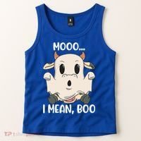 Ghost Cow Moo I Mean Boo Costume Halloween Gift Tank Top thumb 2