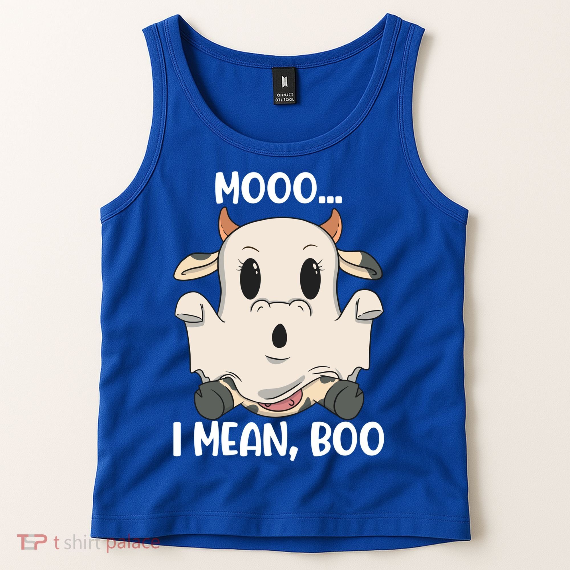 Ghost Cow Moo I Mean Boo Costume Halloween Gift Tank Top