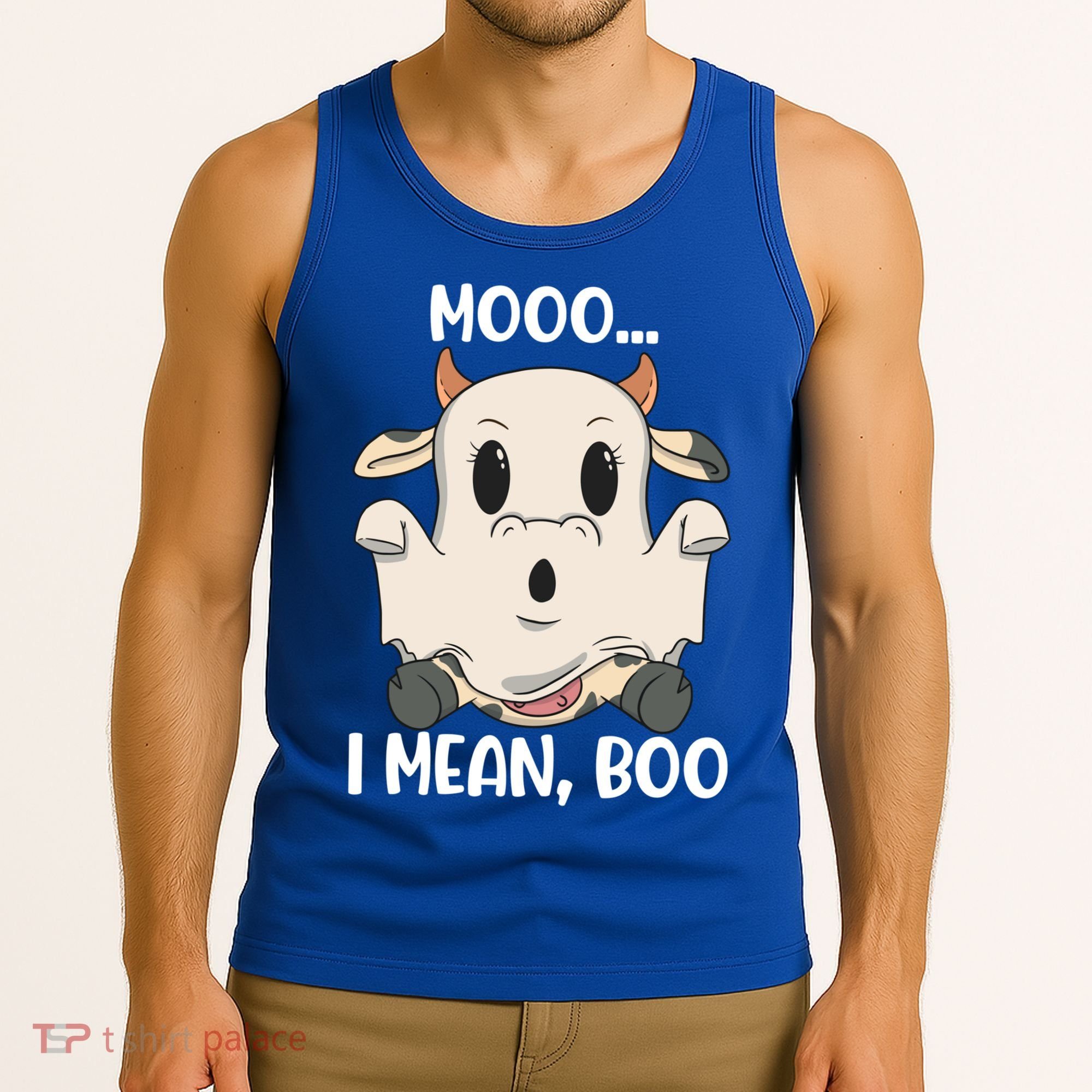 Ghost Cow Moo I Mean Boo Costume Halloween Gift Tank Top