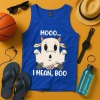 Ghost Cow Moo I Mean Boo Costume Halloween Gift Tank Top thumb 4