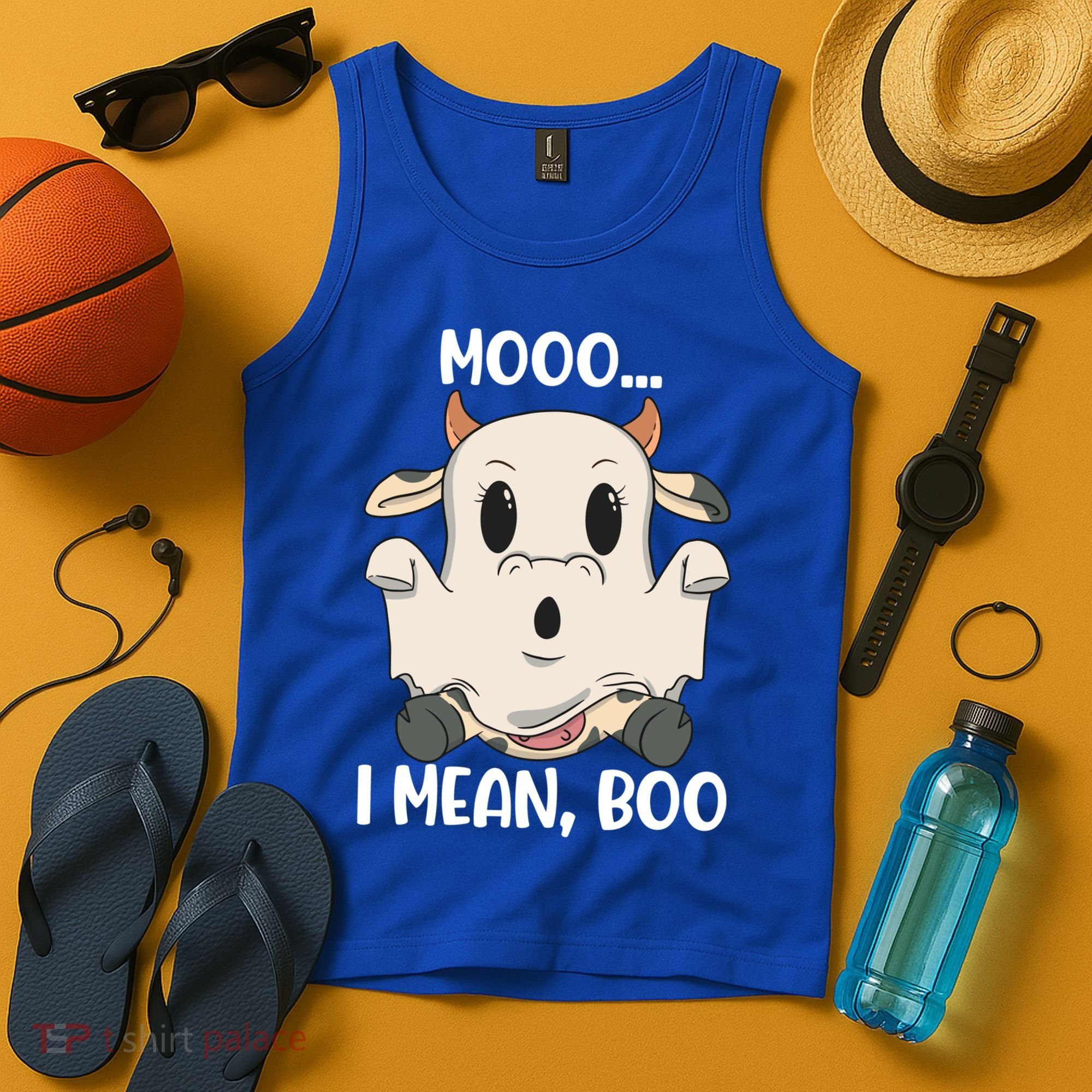 Ghost Cow Moo I Mean Boo Costume Halloween Gift Tank Top