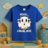Ghost Cow Moo I Mean Boo Costume Halloween Gift Toddler T-Shirt thumb 3