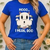 Ghost Cow Moo I Mean Boo Costume Halloween Gift Women's T-Shirt thumb 2