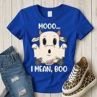 Ghost Cow Moo I Mean Boo Costume Halloween Gift Women's T-Shirt thumb 3