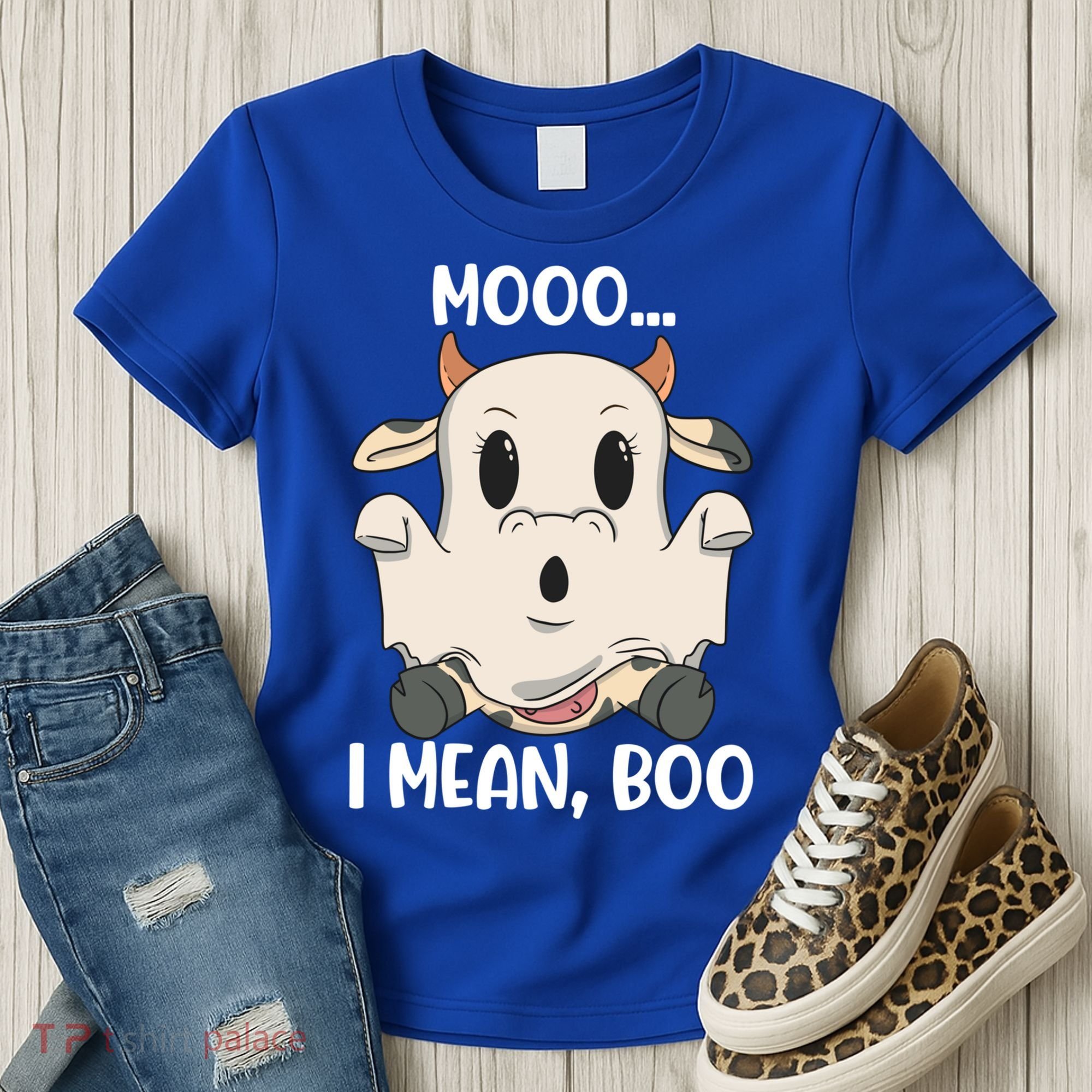 Ghost Cow Moo I Mean Boo Costume Halloween Gift Women's T-Shirt