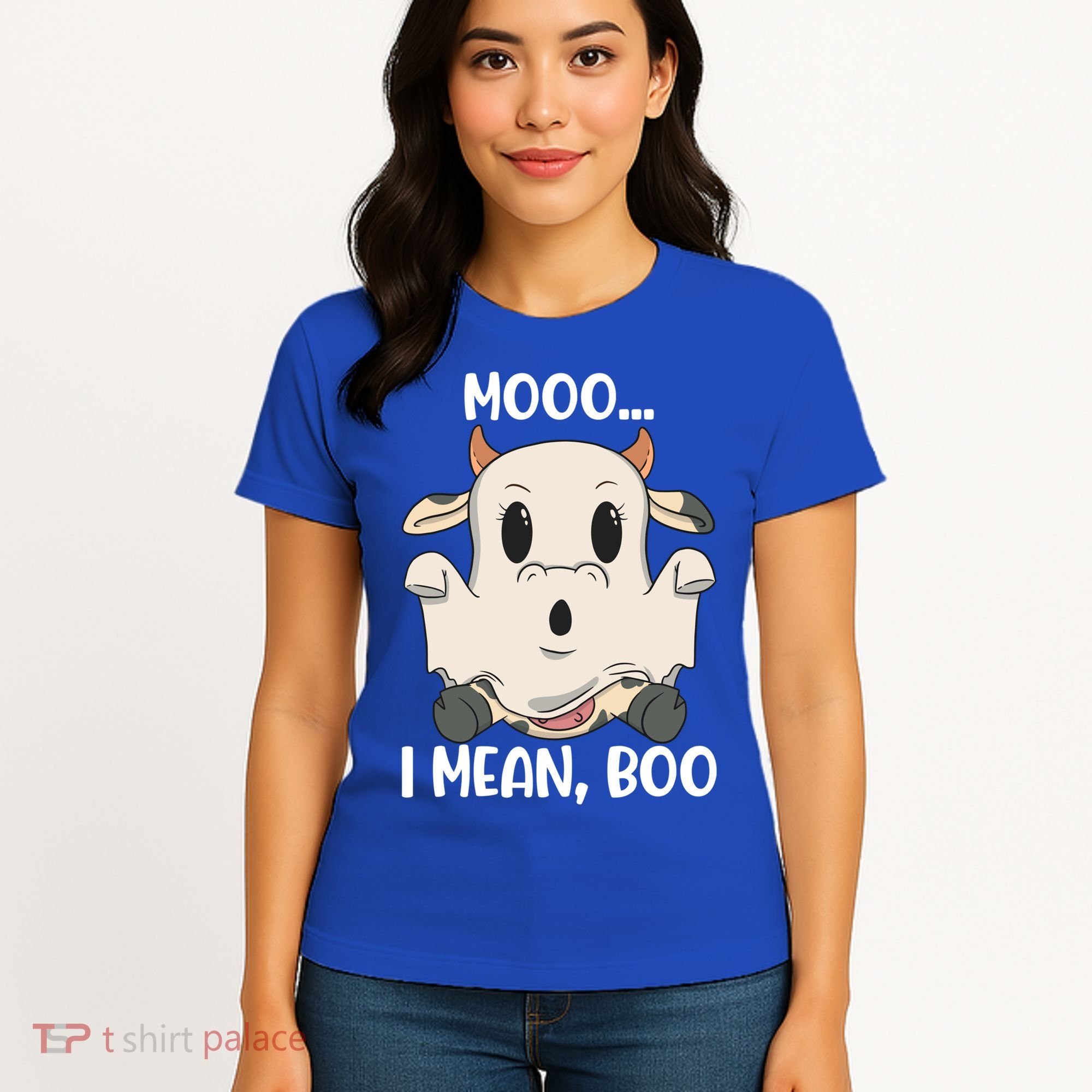 Ghost Cow Moo I Mean Boo Costume Halloween Gift Women's T-Shirt