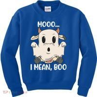 Ghost Cow Moo I Mean Boo Costume Halloween Gift Kids Sweatshirt thumb 0
