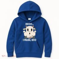 Ghost Cow Moo I Mean Boo Costume Halloween Gift Kids Hoodie thumb 0