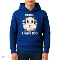 Ghost Cow Moo I Mean Boo Costume Halloween Gift Kids Hoodie thumb 4