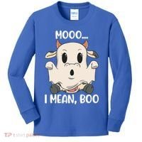 Ghost Cow Moo I Mean Boo Costume Halloween Gift Kids Long Sleeve Shirt thumb 0