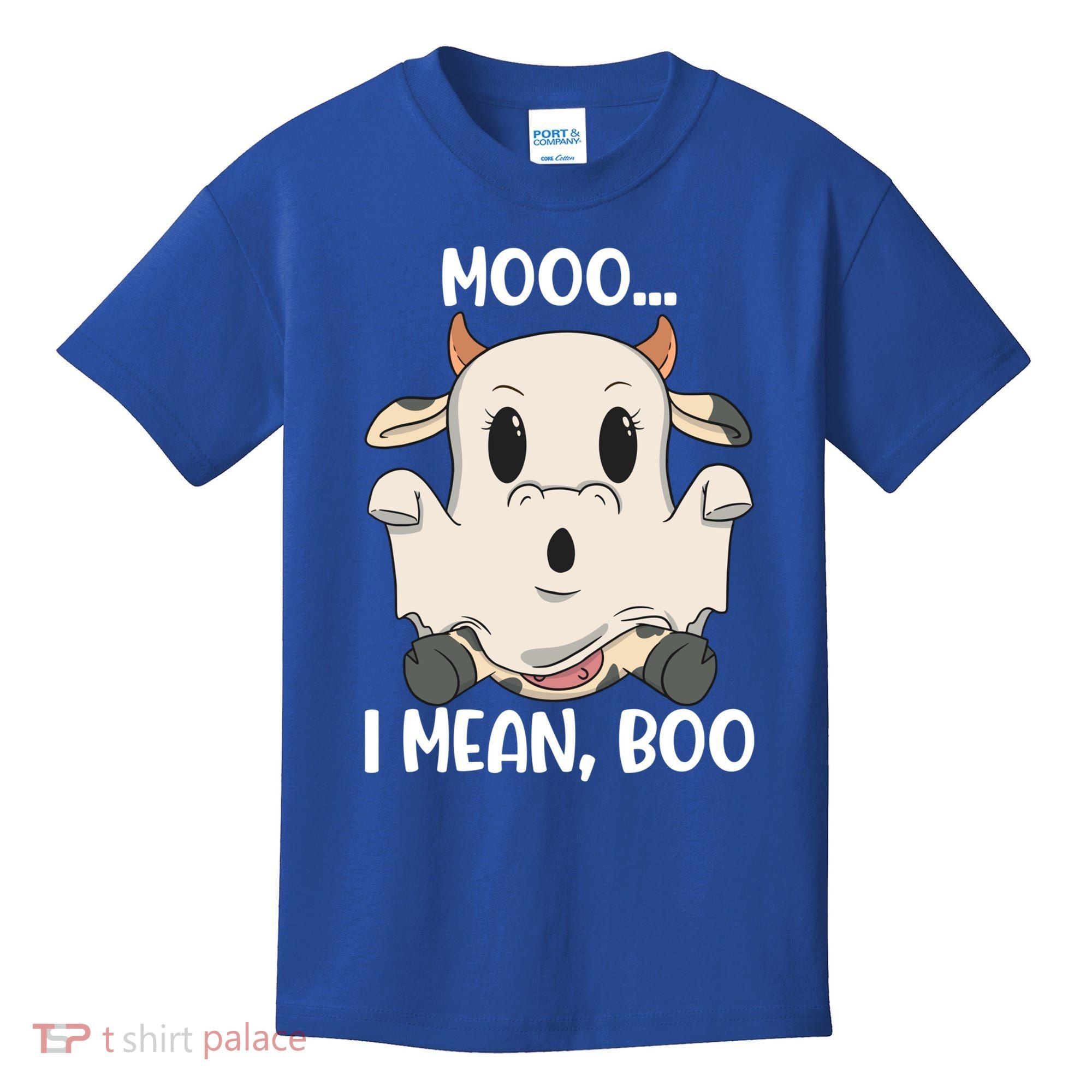 Ghost Cow Moo I Mean Boo Costume Halloween Gift Kids T-Shirt