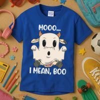 Ghost Cow Moo I Mean Boo Costume Halloween Gift Kids T-Shirt thumb 3