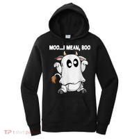 Ghost Cow Moo I Mean Boo Funny Halloween Cow Boo Meaningful Gift Women's Hoodie thumb 0