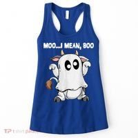 Ghost Cow Moo I Mean Boo Funny Halloween Cow Boo Meaningful Gift Women's Tank Top thumb 0