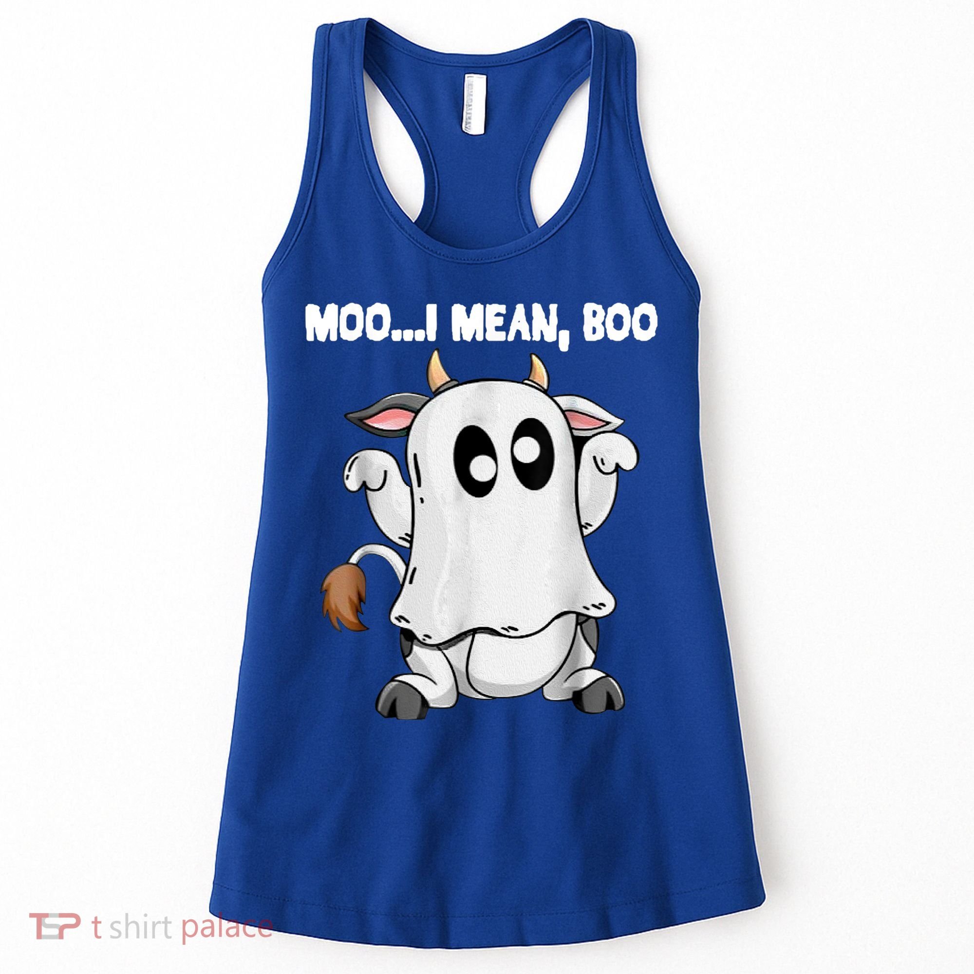 Ghost Cow Moo I Mean Boo Funny Halloween Cow Boo Meaningful Gift Women's Tank Top