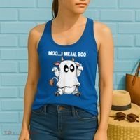 Ghost Cow Moo I Mean Boo Funny Halloween Cow Boo Meaningful Gift Women's Tank Top thumb 2