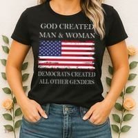 God Created Man & Woman Democrats Created All Other Genders Women's T-Shirt thumb 2