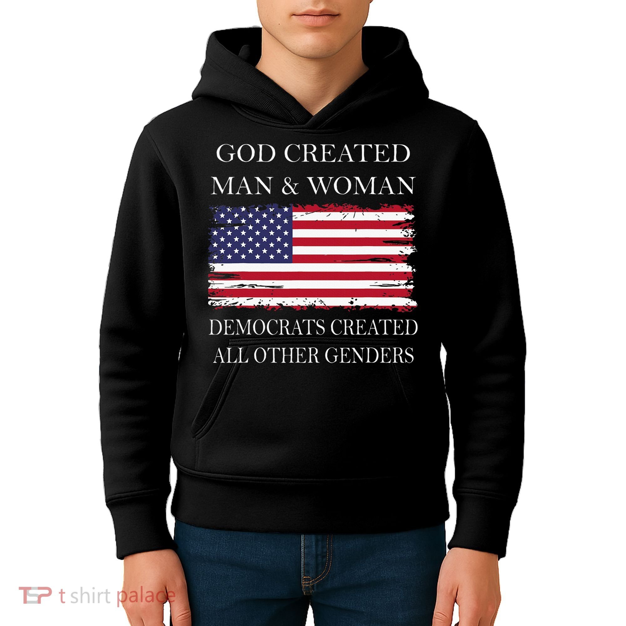 God Created Man & Woman Democrats Created All Other Genders Kids Hoodie