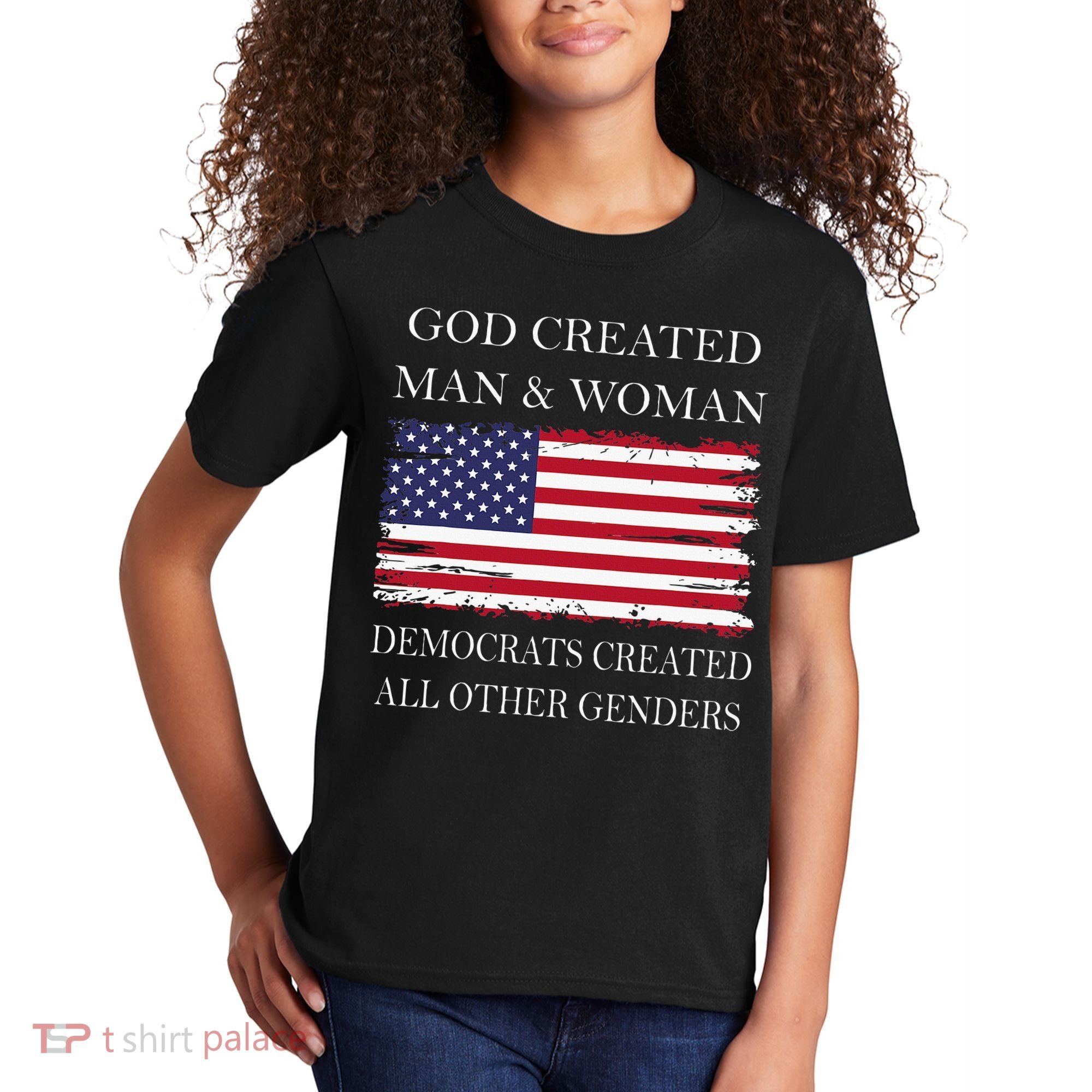 God Created Man & Woman Democrats Created All Other Genders Kids T-Shirt