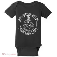 Gun Control Means Using Both Hands Baby Bodysuit thumb 0