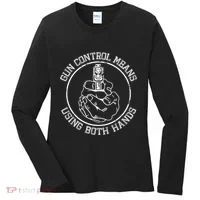Gun Control Means Using Both Hands Women's Long Sleeve Shirt thumb 0
