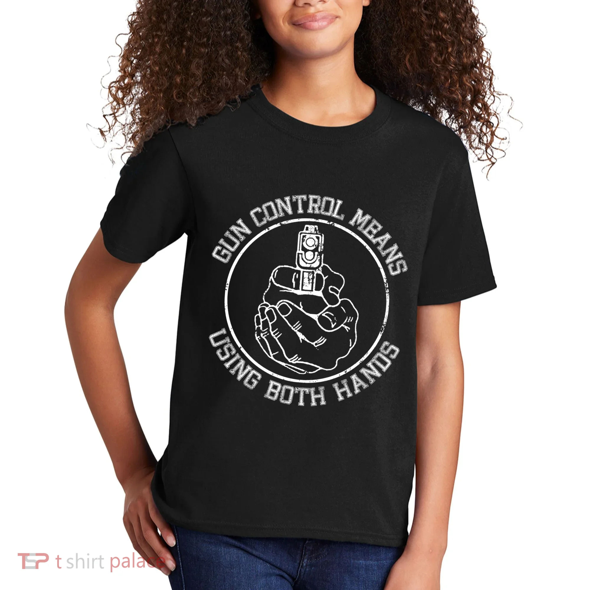 Gun Control Means Using Both Hands Kids T-Shirt
